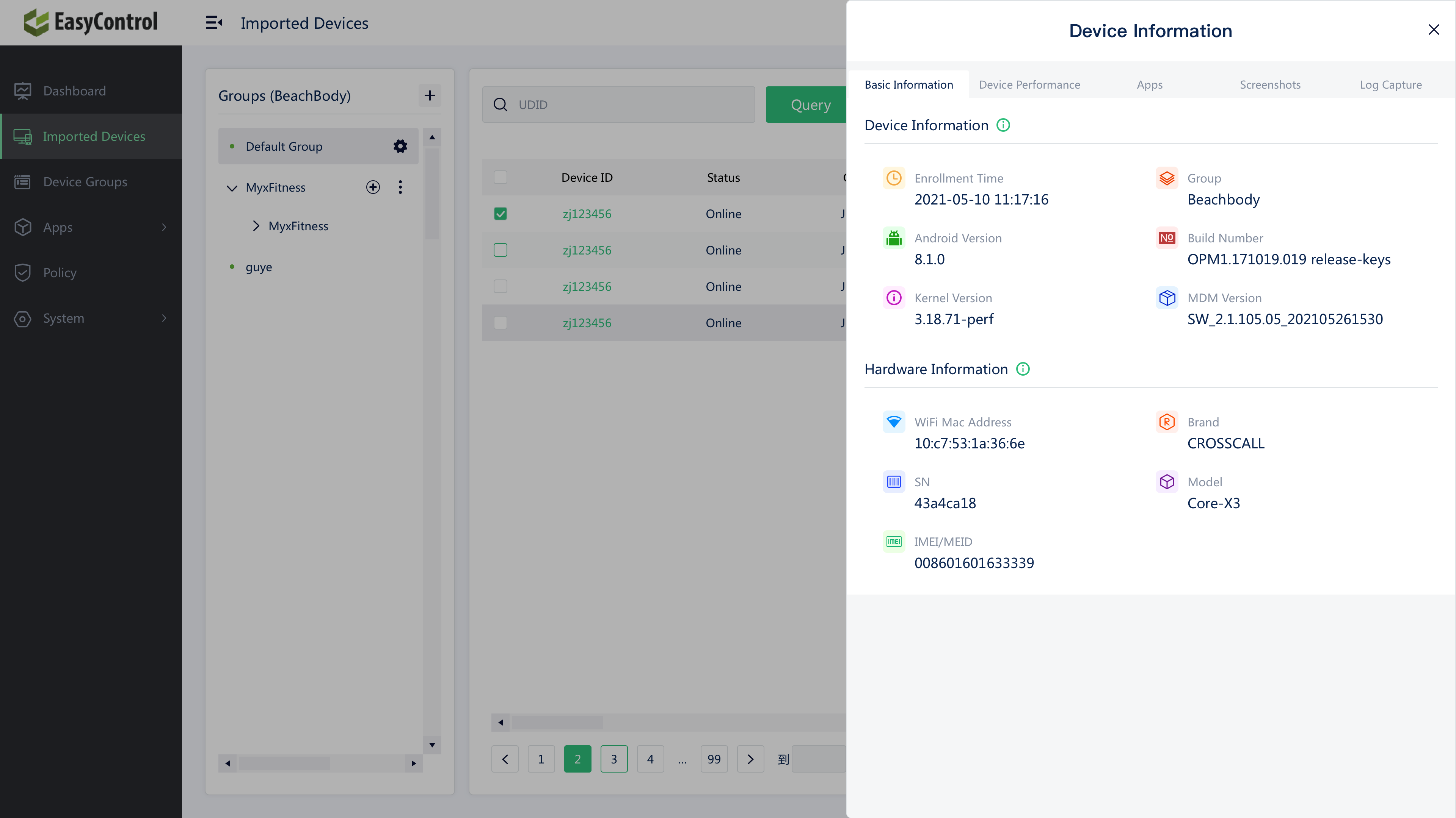 screenshot of EasyControl MDM